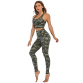 High Impact Sport Leggings Set Sweat-Wicking Printed Workout Sets Quick Dry Fitness Camouflage Yoga Set